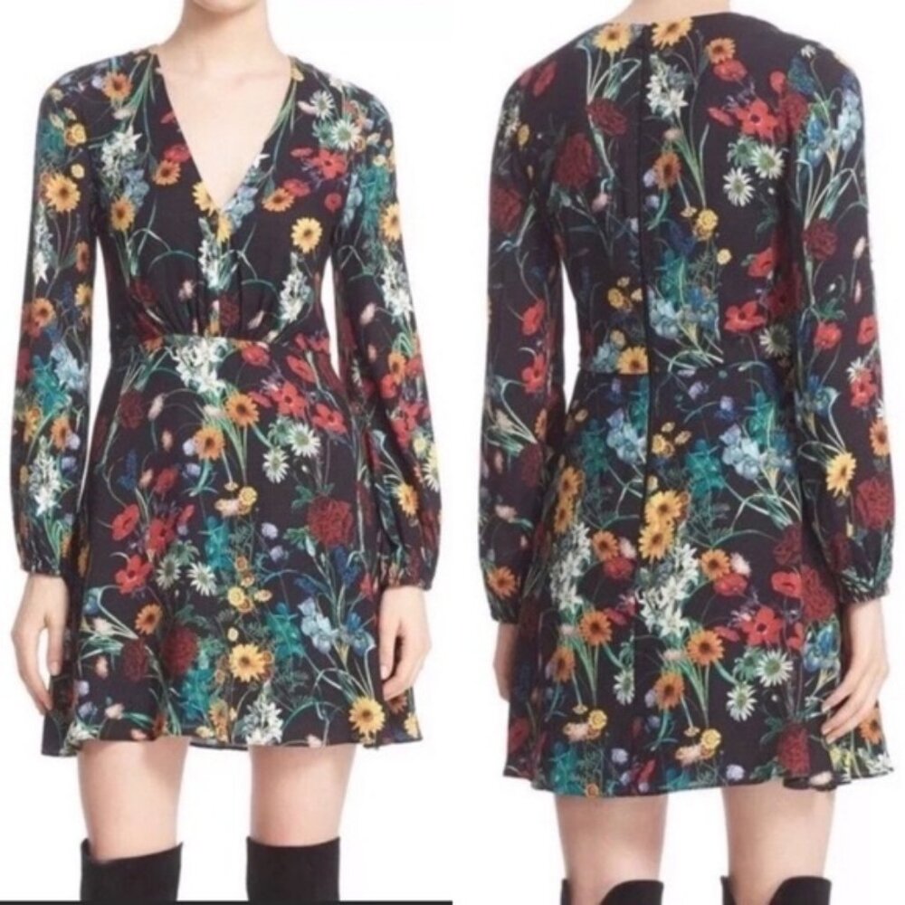 Alice + Olivia Floral Cary Mini Dress Long Sleeve Size 8